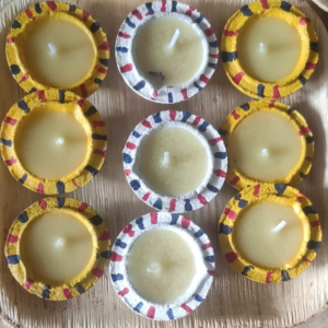 Small floating diya filled with ghee size 2.25" inch 9 pcs in one tray
