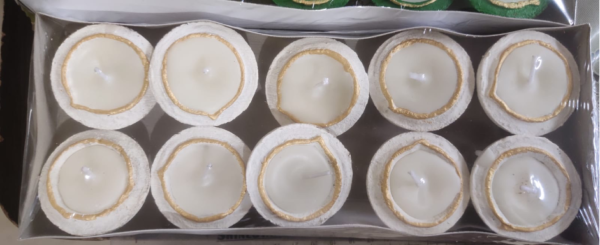 Small floating diya filled with ghee size 2.25" inch 10 pcs in one box - Image 2